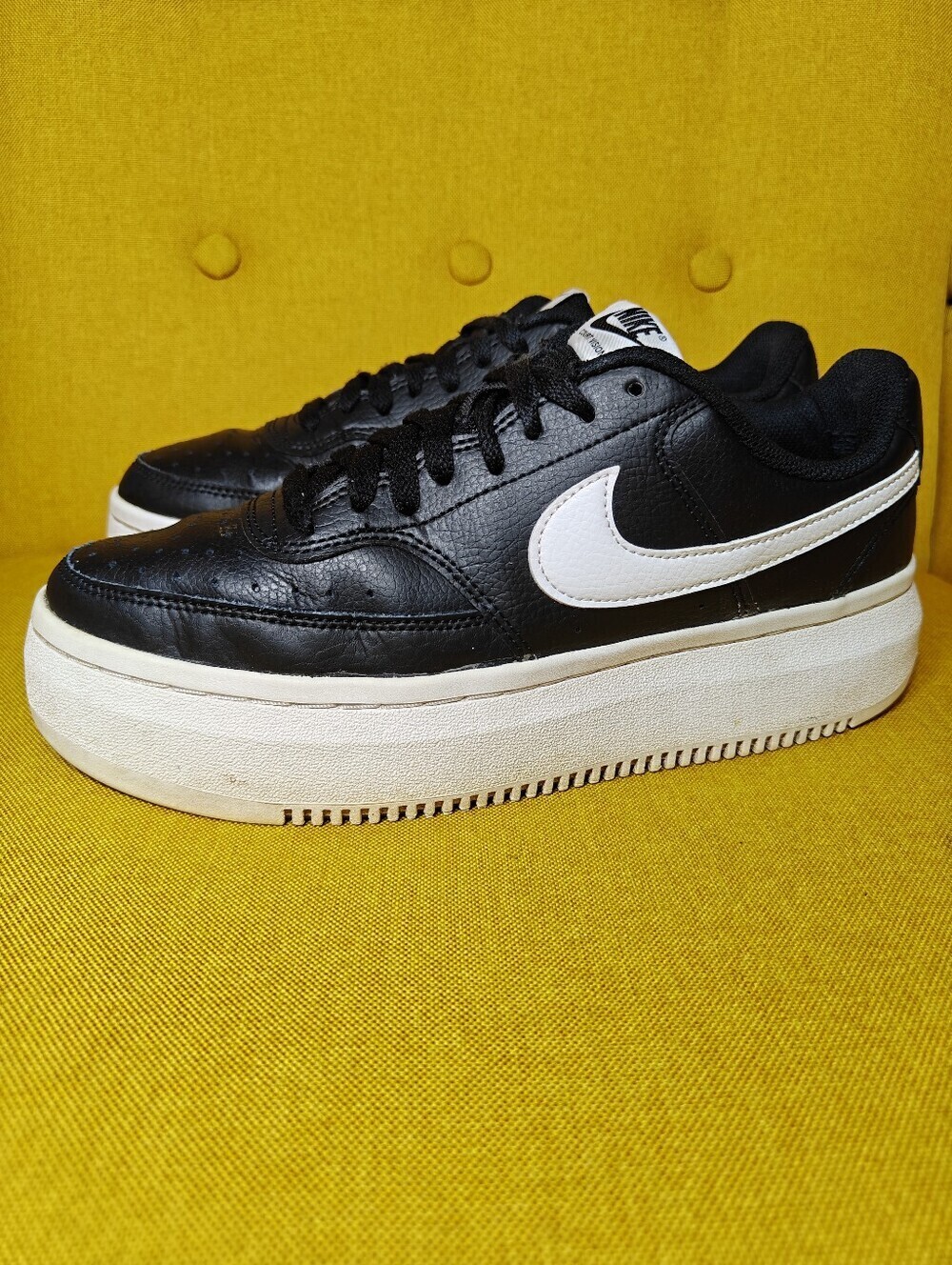 Nike Court Vision Alta Black White Platform Leather Sneaker Women's Shoe Size 11